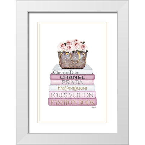 Pink Rose Bag White Modern Wood Framed Art Print with Double Matting by Amanda Greenwood