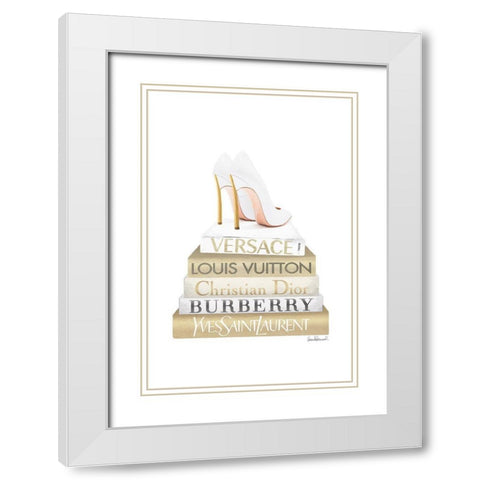 Bookstack Gold White Modern Wood Framed Art Print with Double Matting by Amanda Greenwood