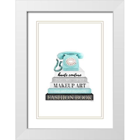 Telephone Bookstack  III White Modern Wood Framed Art Print with Double Matting by Amanda Greenwood