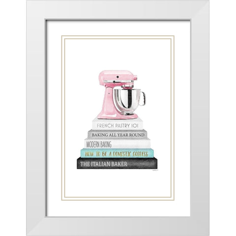 Mixer Bookstack White Modern Wood Framed Art Print with Double Matting by Amanda Greenwood