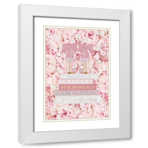 Bookstack Pink shoes White Modern Wood Framed Art Print with Double Matting by Amanda Greenwood