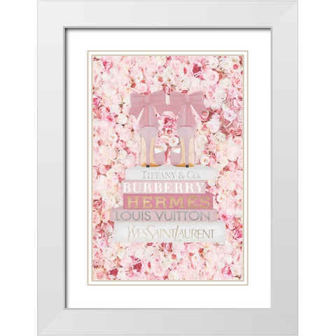 Bookstack Pink shoes White Modern Wood Framed Art Print with Double Matting by Amanda Greenwood