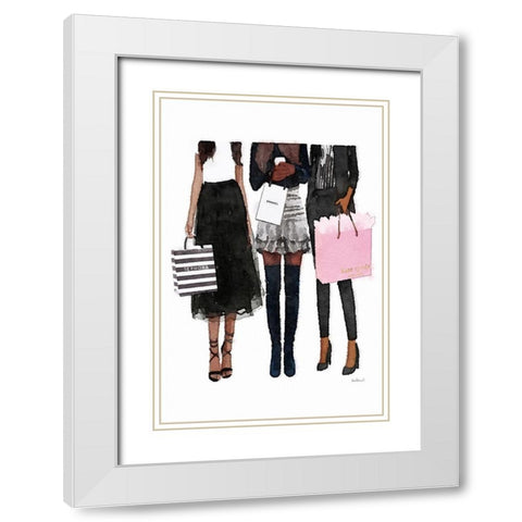 Freinds Shopping II White Modern Wood Framed Art Print with Double Matting by Amanda Greenwood
