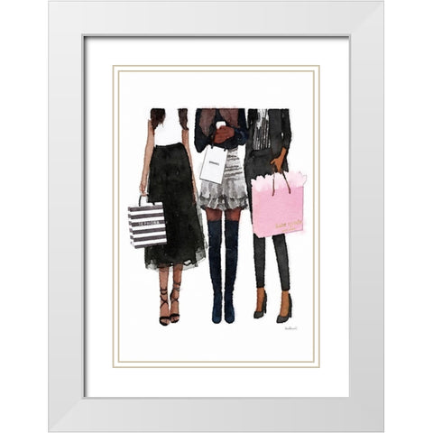 Freinds Shopping II White Modern Wood Framed Art Print with Double Matting by Amanda Greenwood