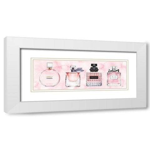 4  Pink Perfumes White Modern Wood Framed Art Print with Double Matting by Amanda Greenwood