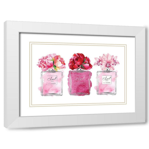 Perfume Bottle Bouquets XVIII White Modern Wood Framed Art Print with Double Matting by Greenwood, Amanda