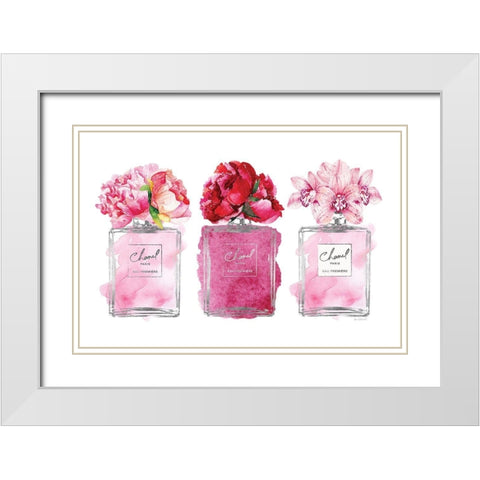Perfume Bottle Bouquets XVIII White Modern Wood Framed Art Print with Double Matting by Greenwood, Amanda