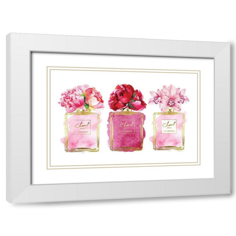 Perfume Bottle Bouquets XIX White Modern Wood Framed Art Print with Double Matting by Greenwood, Amanda