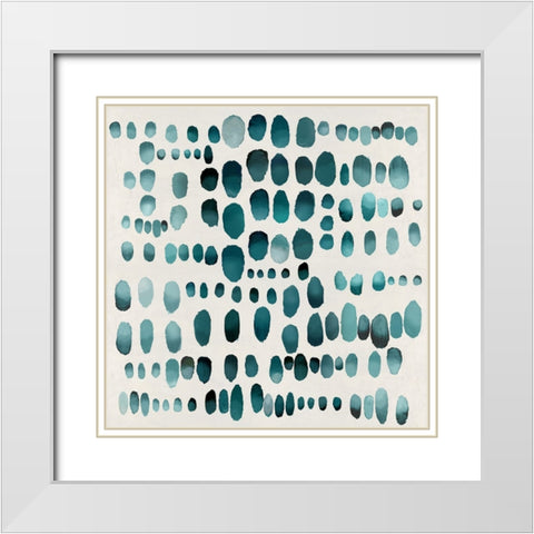 Playful Teal II White Modern Wood Framed Art Print with Double Matting by Perry, Angela