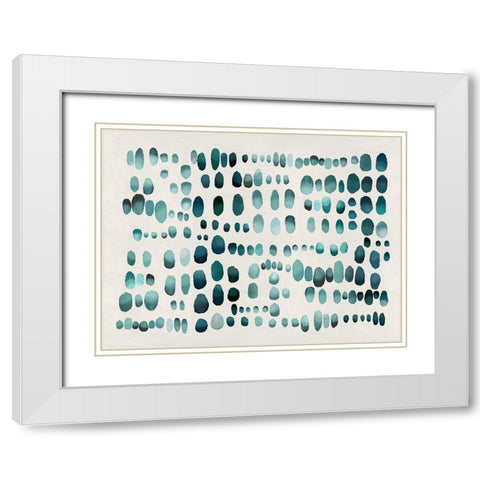 Playful Teal III White Modern Wood Framed Art Print with Double Matting by Perry, Angela