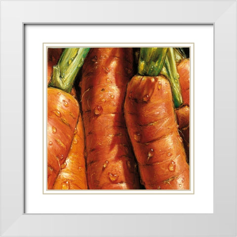 Carrots White Modern Wood Framed Art Print with Double Matting by AlmaCh