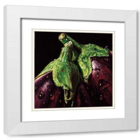 Aubergines White Modern Wood Framed Art Print with Double Matting by AlmaCh