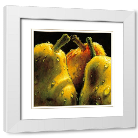 Pears White Modern Wood Framed Art Print with Double Matting by AlmaCh