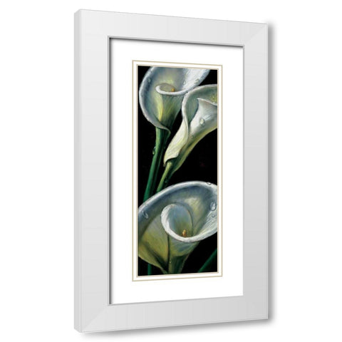 Dewdrop Callas White Modern Wood Framed Art Print with Double Matting by AlmaCh