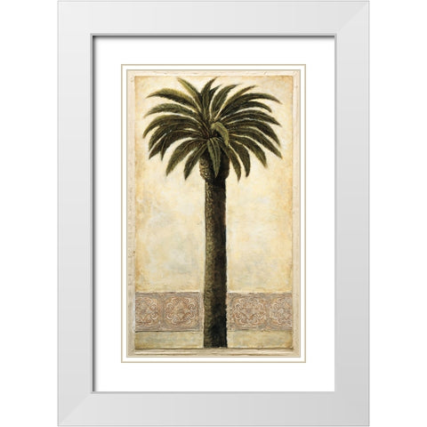 Silhouette Palms I White Modern Wood Framed Art Print with Double Matting by Mazo, Andre