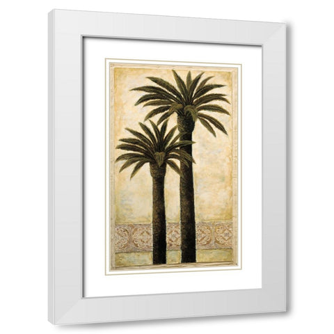 Silhouette Palms II White Modern Wood Framed Art Print with Double Matting by Mazo, Andre