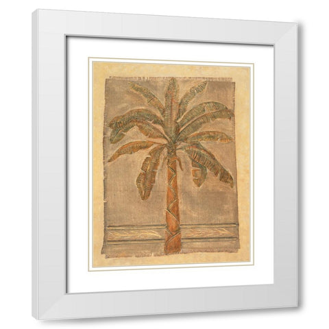 Jute Palm I White Modern Wood Framed Art Print with Double Matting by Mazo, Andre