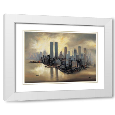 Reflections of Manhattan White Modern Wood Framed Art Print with Double Matting by Moore, Alexander