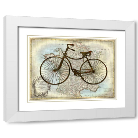 Bike France White Modern Wood Framed Art Print with Double Matting by Wade, Amanda