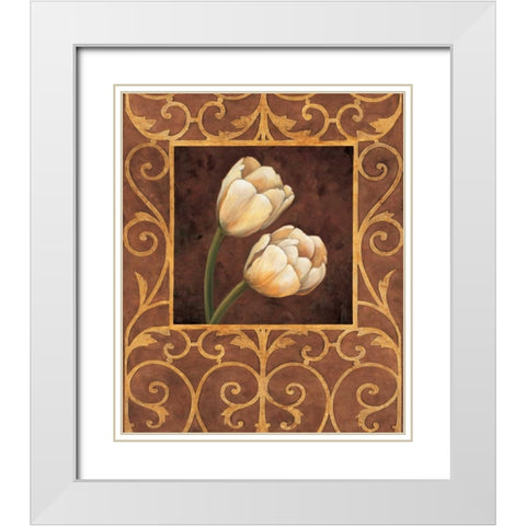 Ornamental Tulips White Modern Wood Framed Art Print with Double Matting by Gonzales, Andres