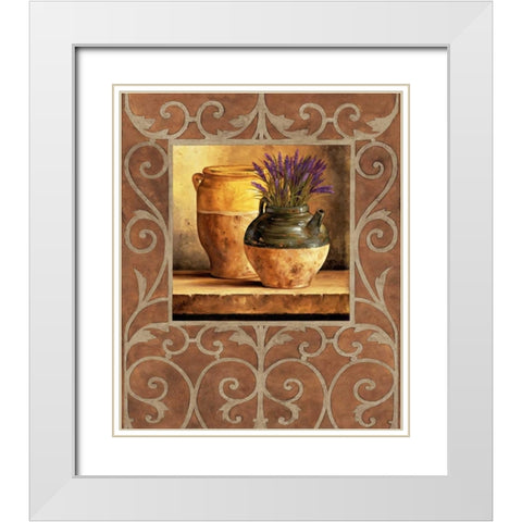 Vases with Lavender White Modern Wood Framed Art Print with Double Matting by Gonzales, Andres