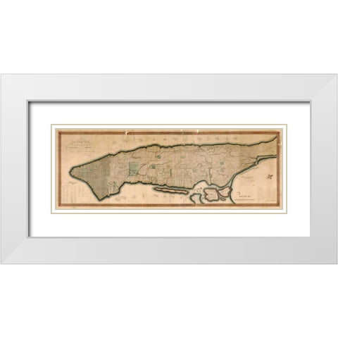 New York and the Island of Man White Modern Wood Framed Art Print with Double Matting by Maverick, P.