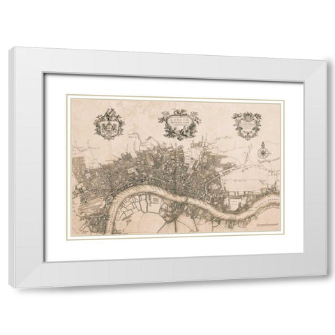 Plan of the City of London 172 White Modern Wood Framed Art Print with Double Matting by Stow, John