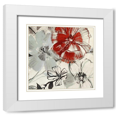 Red Gems II White Modern Wood Framed Art Print with Double Matting by Inger, Astrid