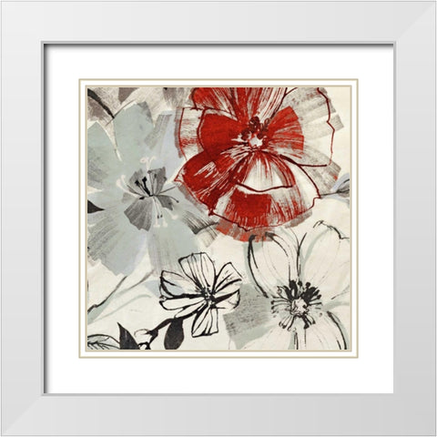 Red Gems II White Modern Wood Framed Art Print with Double Matting by Inger, Astrid