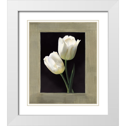 Tulipani bianchi White Modern Wood Framed Art Print with Double Matting by Trivelli, Andrea