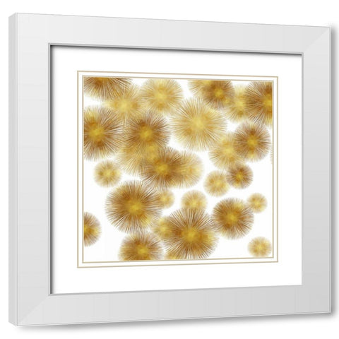 Golden Sunbursts White Modern Wood Framed Art Print with Double Matting by Young, Abby