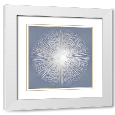 Silver Sunburst on Gray I White Modern Wood Framed Art Print with Double Matting by Young, Abby