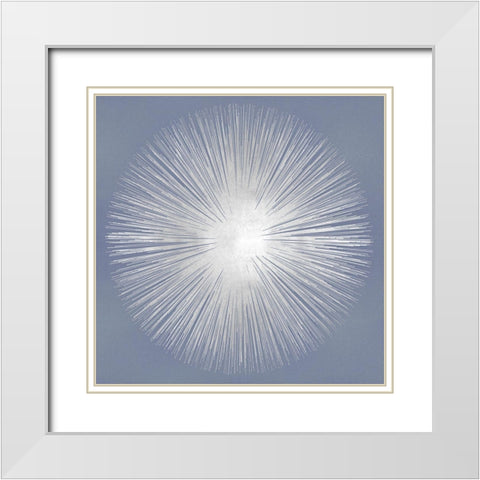 Silver Sunburst on Gray I White Modern Wood Framed Art Print with Double Matting by Young, Abby