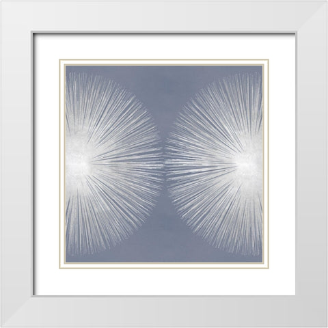 Silver Sunburst on Gray II White Modern Wood Framed Art Print with Double Matting by Young, Abby