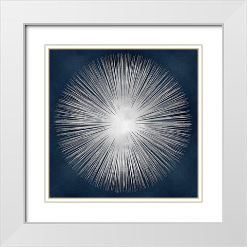 Sunburst on Dark Blue I White Modern Wood Framed Art Print with Double Matting by Young, Abby