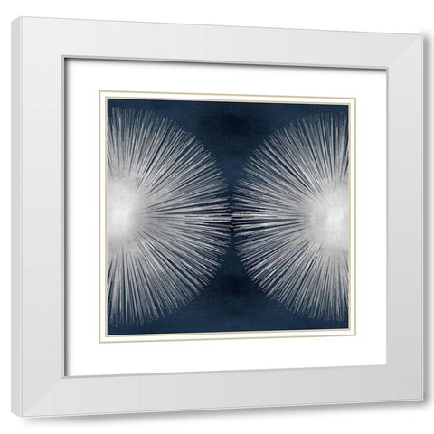 Sunburst on Dark Blue II White Modern Wood Framed Art Print with Double Matting by Young, Abby