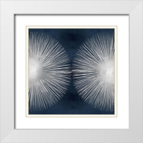 Sunburst on Dark Blue II White Modern Wood Framed Art Print with Double Matting by Young, Abby