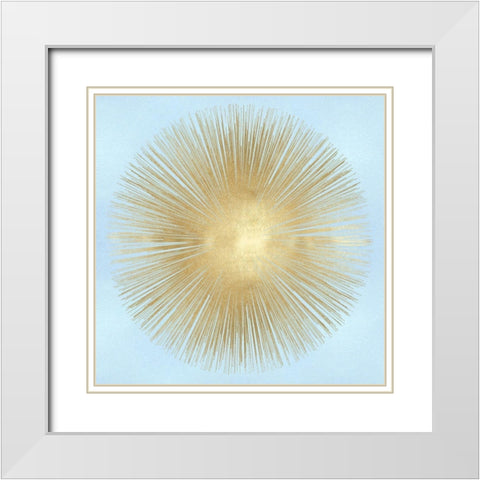 Sunburst Gold on Light Blue I White Modern Wood Framed Art Print with Double Matting by Young, Abby