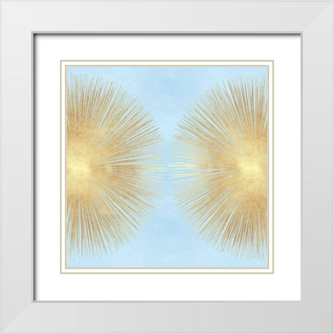 Sunburst Gold on Light Blue II White Modern Wood Framed Art Print with Double Matting by Young, Abby
