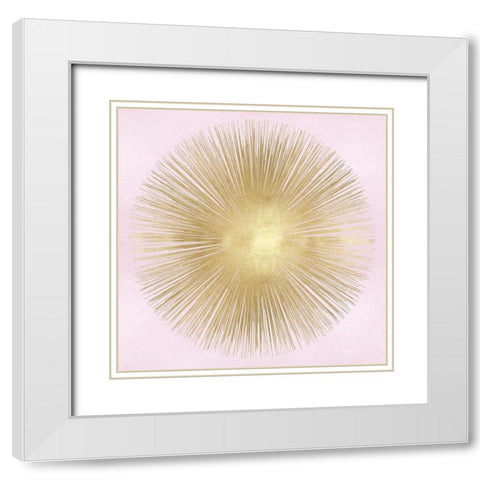 Sunburst Gold on Pink Blush I White Modern Wood Framed Art Print with Double Matting by Young, Abby