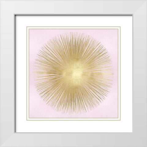 Sunburst Gold on Pink Blush I White Modern Wood Framed Art Print with Double Matting by Young, Abby