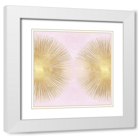 Sunburst Gold on Pink Blush II White Modern Wood Framed Art Print with Double Matting by Young, Abby