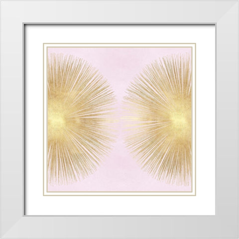Sunburst Gold on Pink Blush II White Modern Wood Framed Art Print with Double Matting by Young, Abby