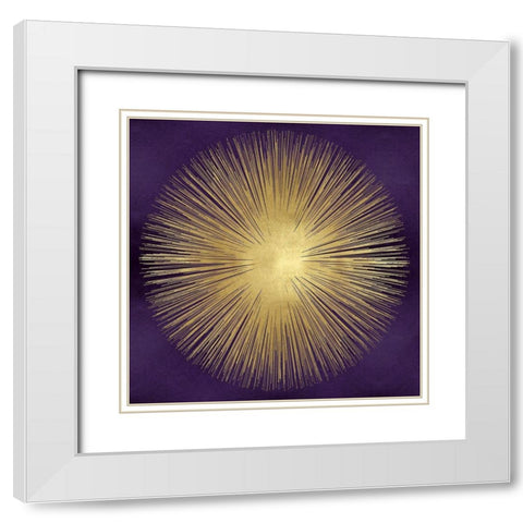 Sunburst Gold on Purple I White Modern Wood Framed Art Print with Double Matting by Young, Abby