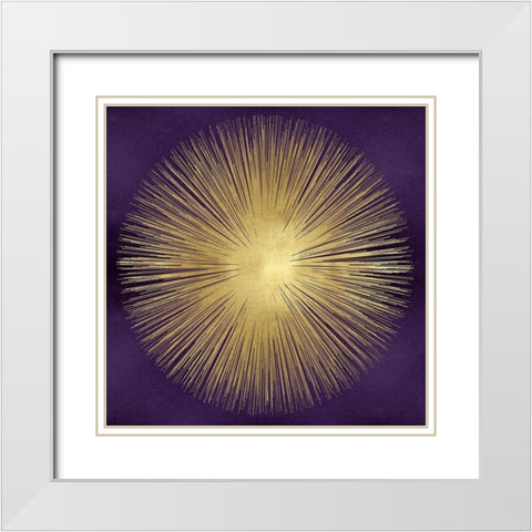 Sunburst Gold on Purple I White Modern Wood Framed Art Print with Double Matting by Young, Abby