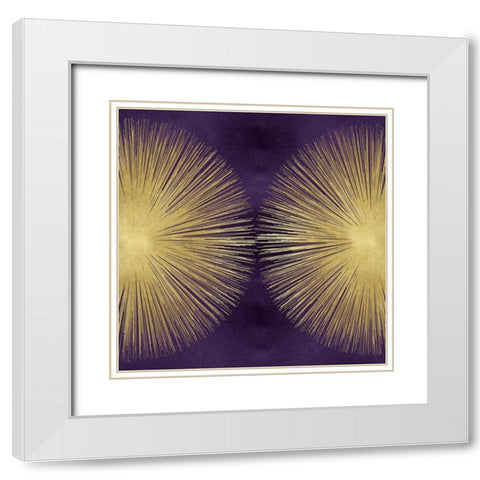 Sunburst Gold on Purple II White Modern Wood Framed Art Print with Double Matting by Young, Abby