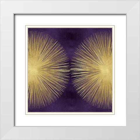 Sunburst Gold on Purple II White Modern Wood Framed Art Print with Double Matting by Young, Abby