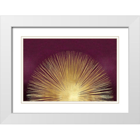 Sunburst Rising on Burgundy White Modern Wood Framed Art Print with Double Matting by Young, Abby