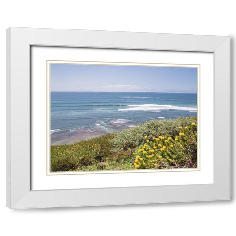 Surf and Protea, Encinitas White Modern Wood Framed Art Print with Double Matting by Markoff, Barbara