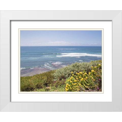 Surf and Protea, Encinitas White Modern Wood Framed Art Print with Double Matting by Markoff, Barbara